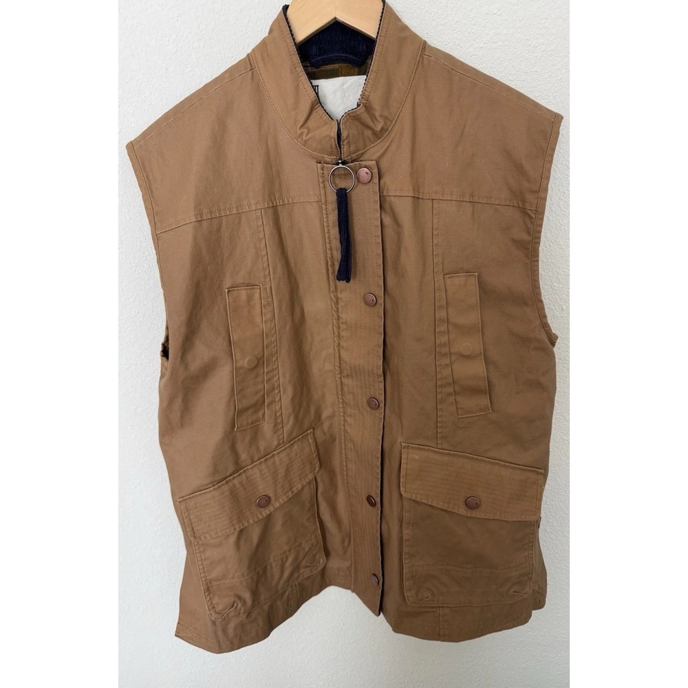 ANTHROPOLOGIE PILCRO‎ Women's Medium Waxed Utility Barn Vest Tan Western - Mint!